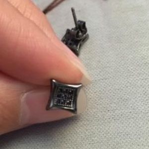 Black Square  CZ Kite shaped studs